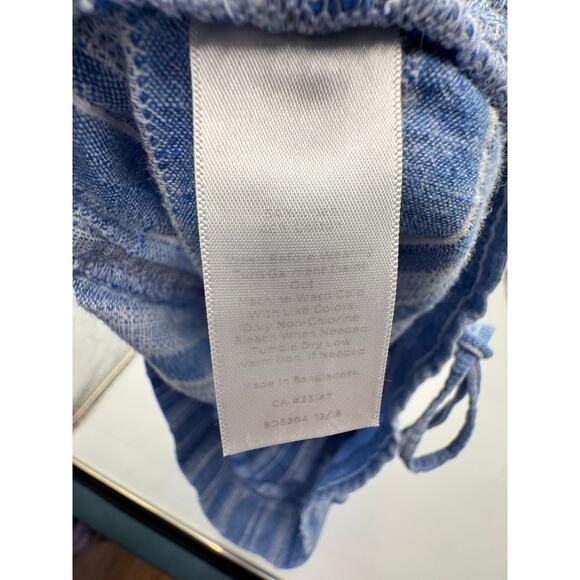 Talbots Size 12 Linen Blend Shorts Drawstring Waist Blue Casual Coastal Preppy - Picture 6 of 8